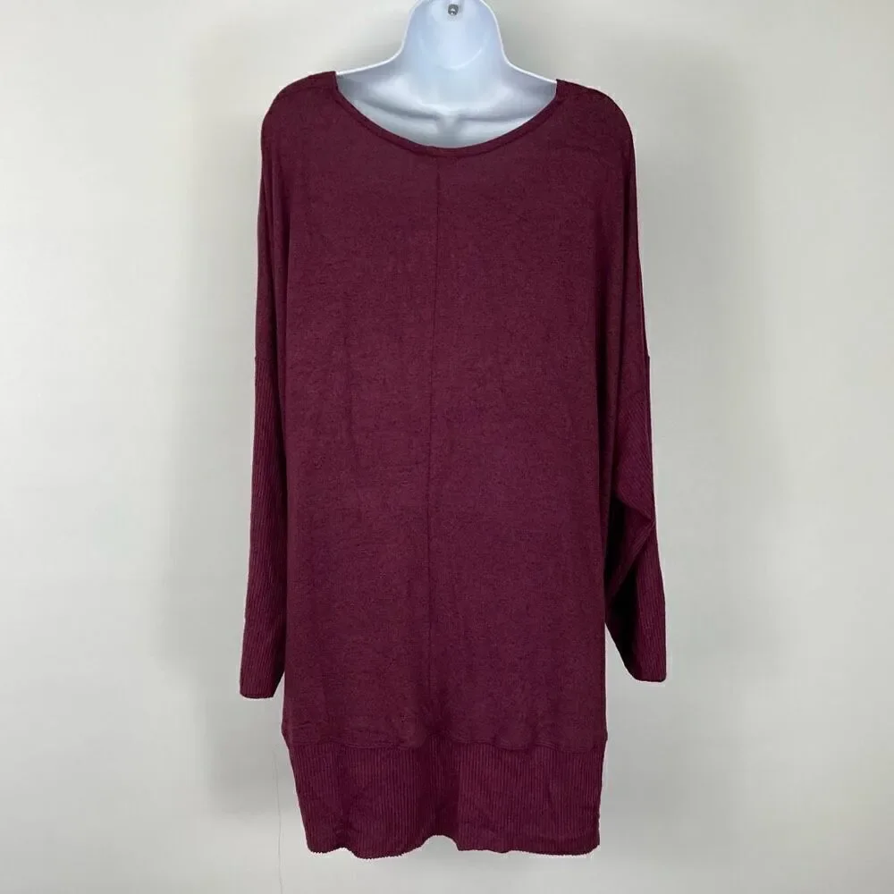 Style & Co. Womens Plus Ribbed V-Neck Sweater Purple size 3X
